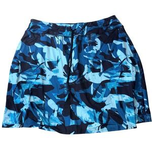 BlevonH Athletic Skort 2XL Blue Abstract Drawstring Active Skirt Built-in shorts